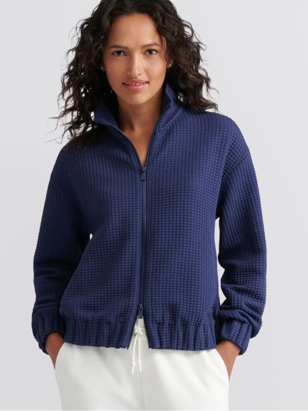 Peter Millar Flora Knit Jacquard Full Zip Layer Navy